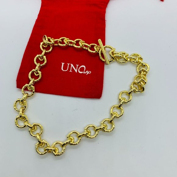 UNO de 50 GAMEOF3 NECKLACE large round anc triangular-shaped Glow Gold Necklace - Picture 5 of 7